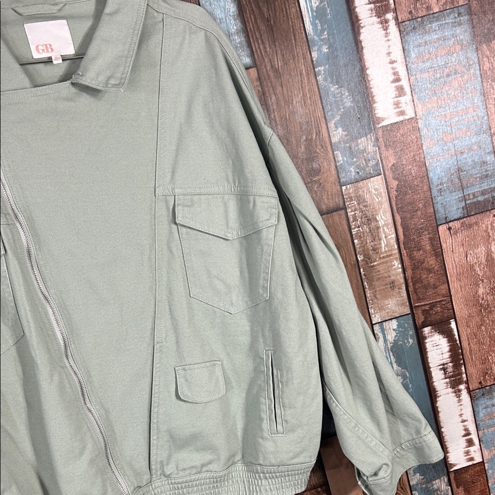 Gianni Bini Light Green oversized zip side Jacket - Picture 5 of 16